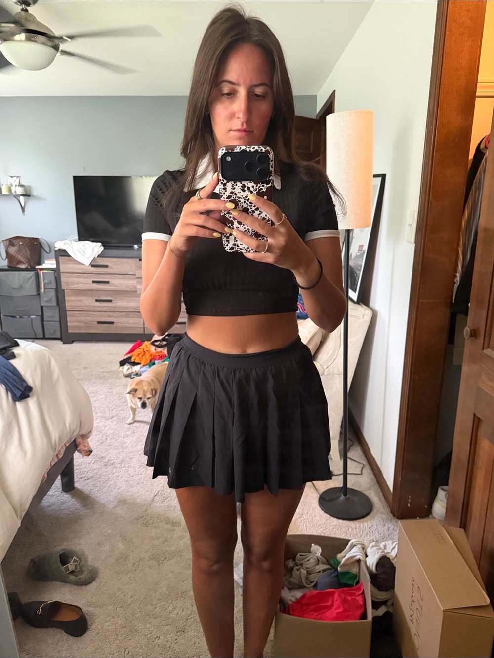 ALO Yoga Black Pleated Skirt - Athletic Circle Skater